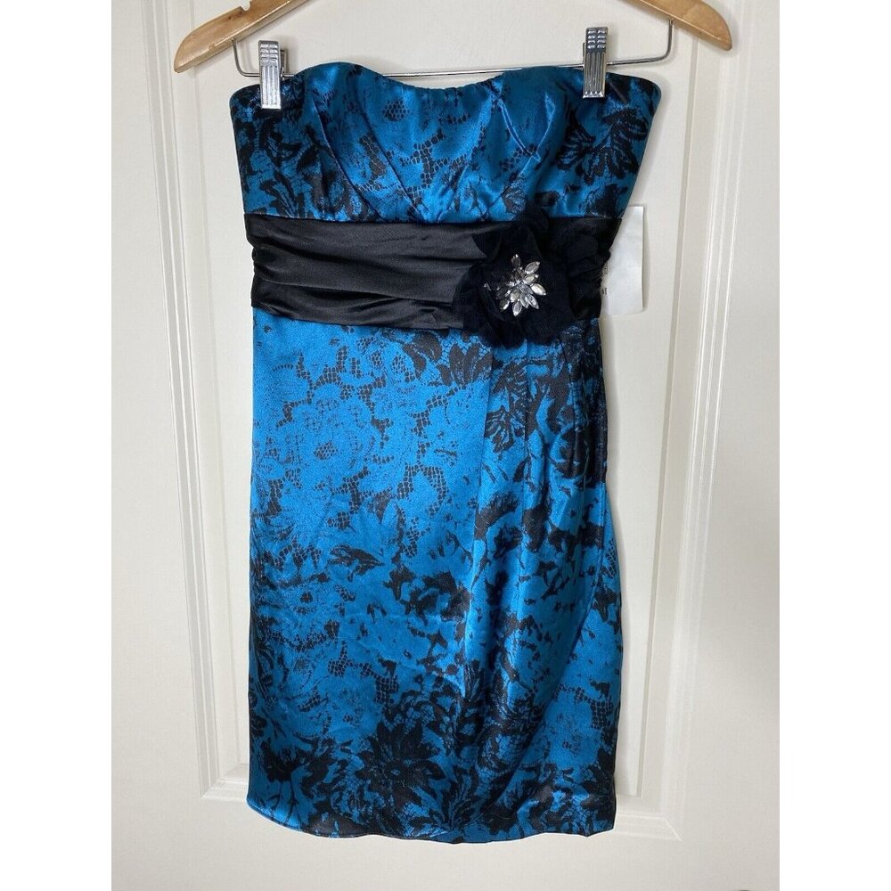 NWT Speechless Sz 5 Lace Print Semi Formal Homecoming Dress Made In USA Y2K Blue